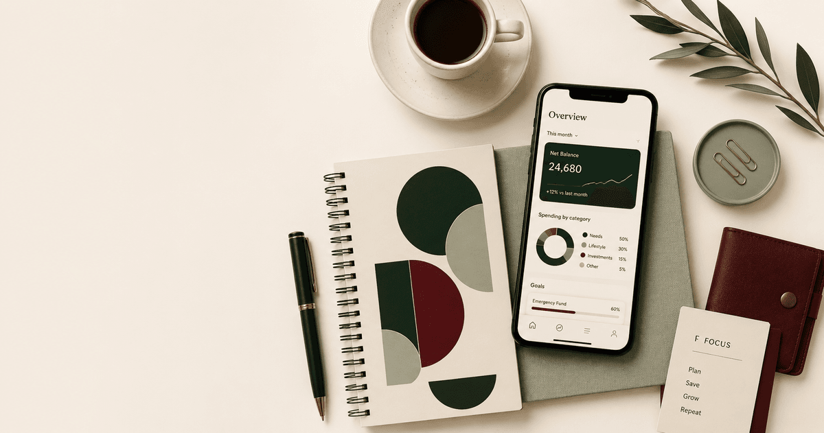 Budgeting apps on a phone beside a coffee cup